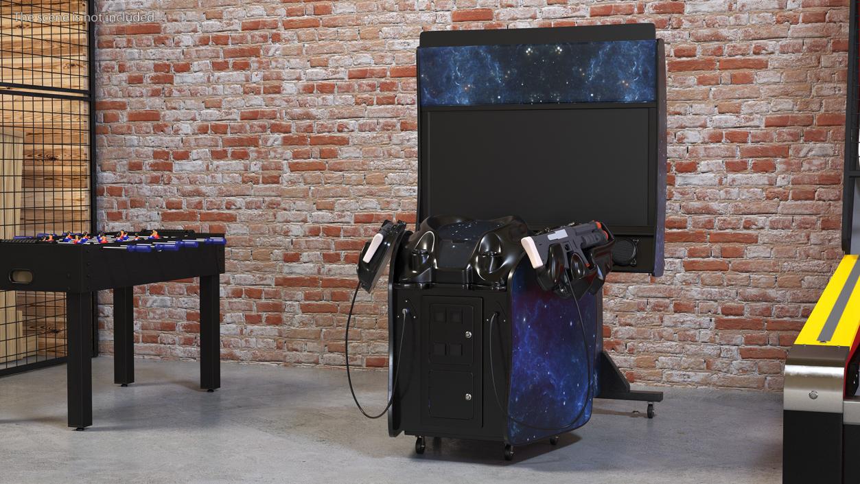 Space Arcade Game Machine Off State Rigged 3D