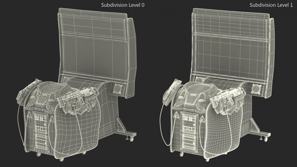 Space Arcade Game Machine Off State Rigged 3D