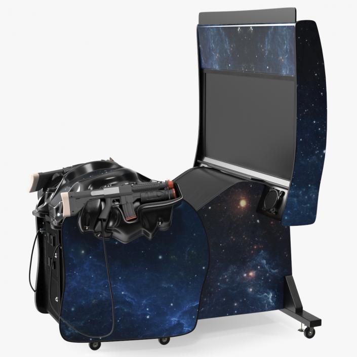 Space Arcade Game Machine Off State Rigged 3D