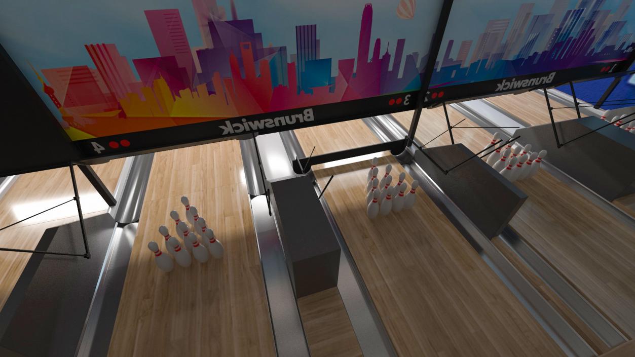 Empty Bowling Center Interior 3D model