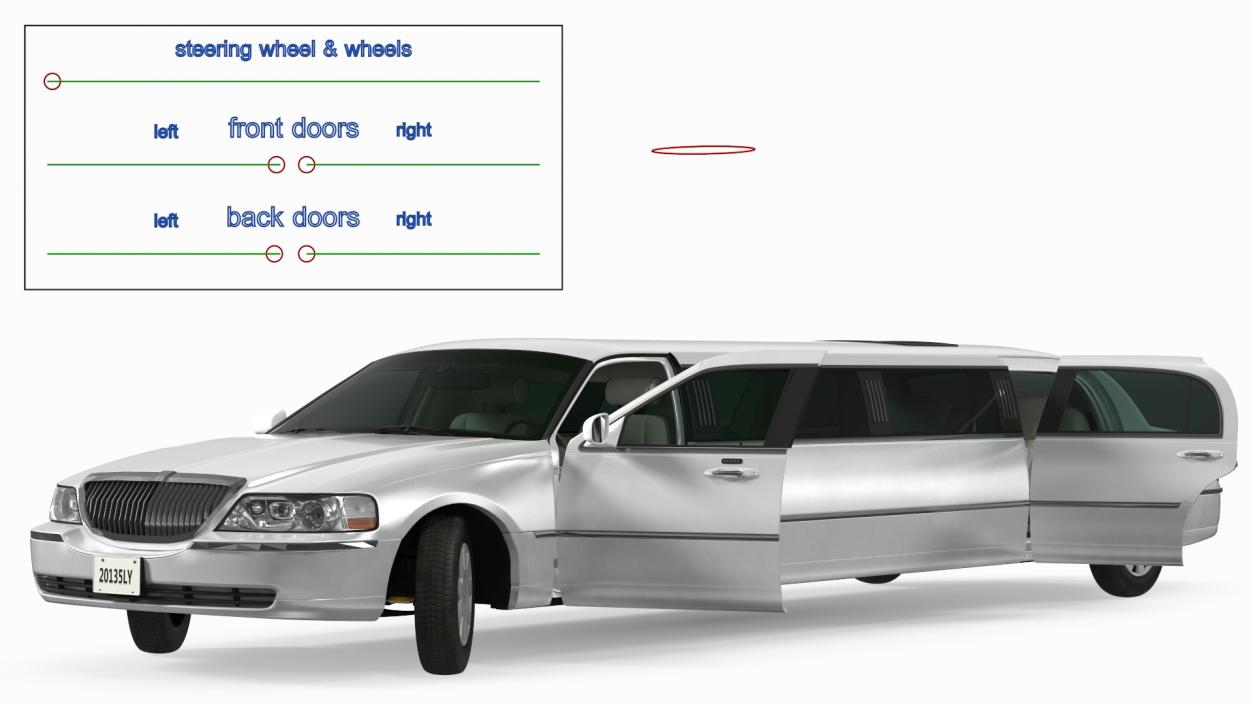 Generic Limousine White Rigged 2 3D