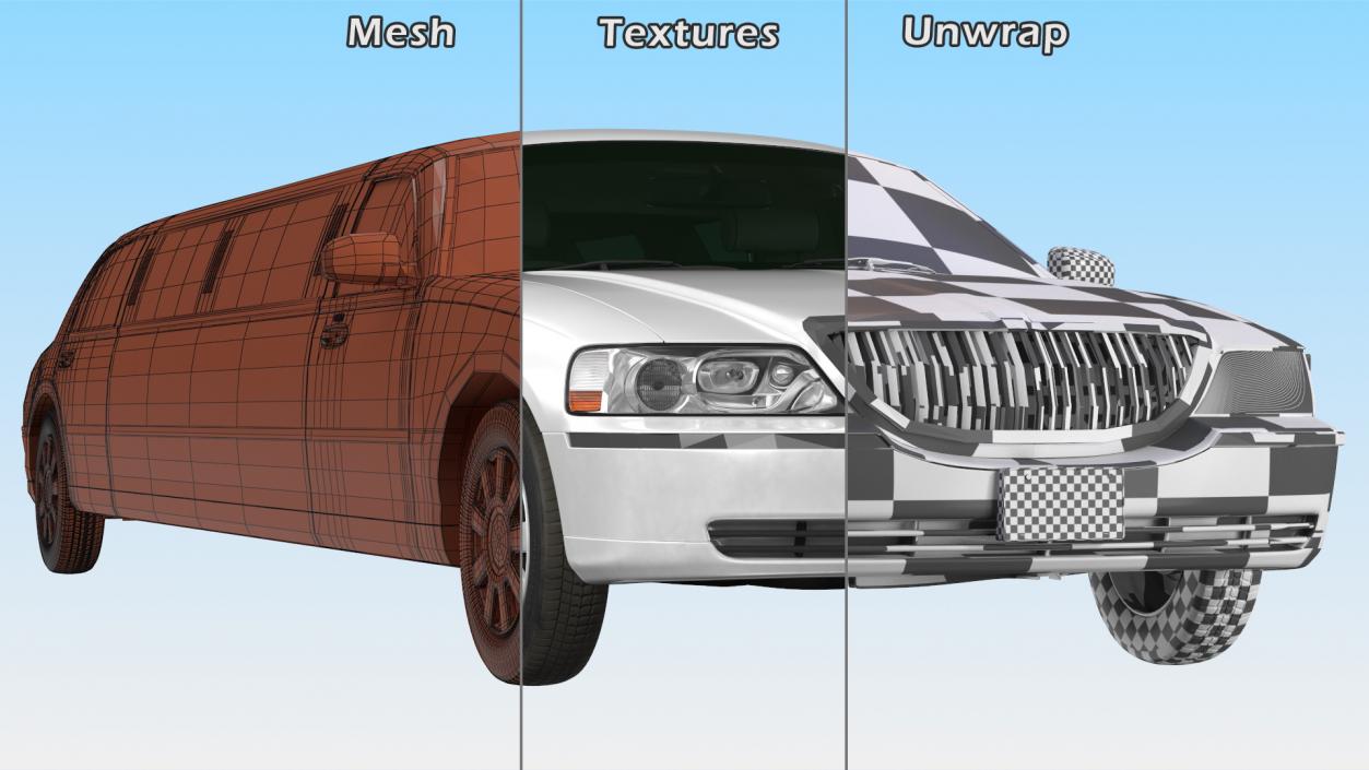 Generic Limousine White Rigged 2 3D