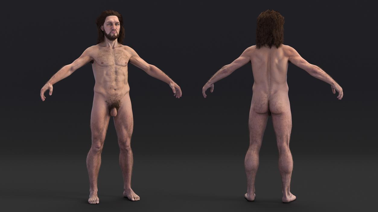 Cromagnon Man Rigged Fur 3D model