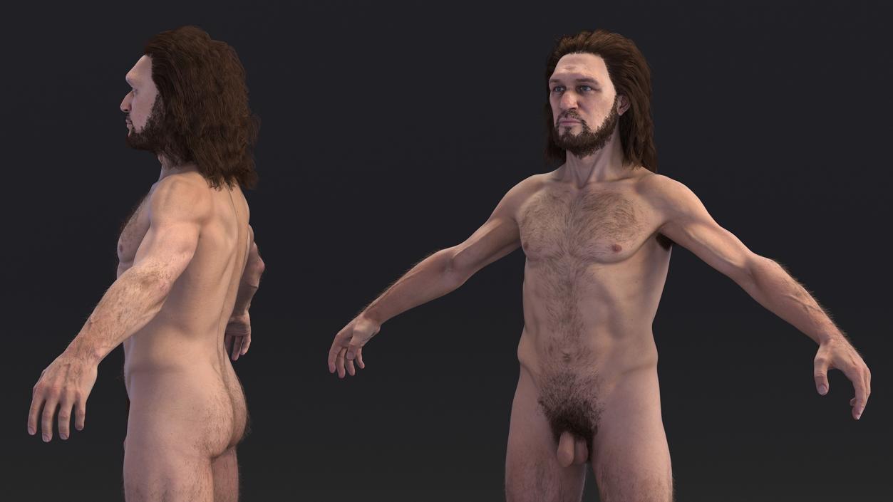 Cromagnon Man Rigged Fur 3D model