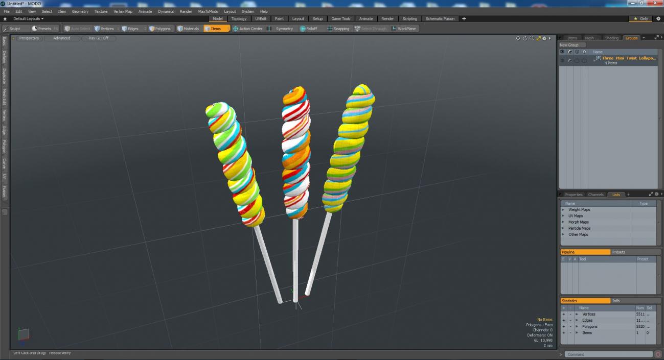 3D Three Mini Twist Lollypop Candy