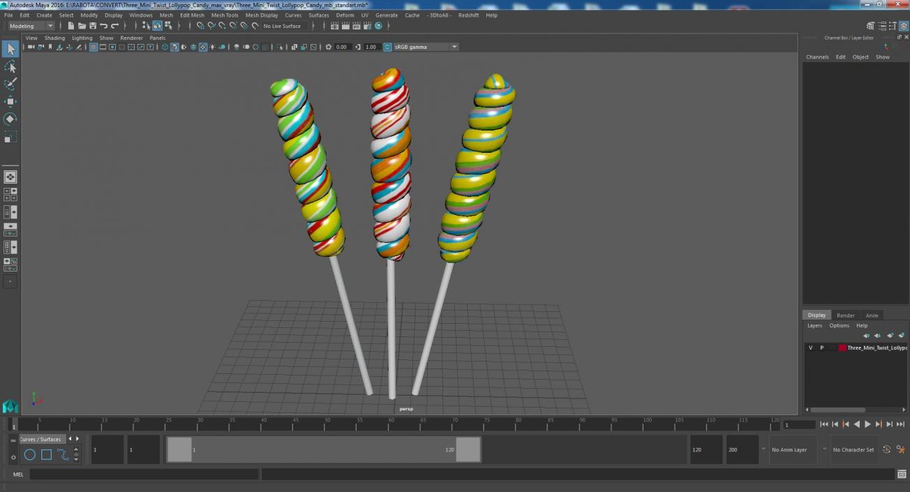 3D Three Mini Twist Lollypop Candy