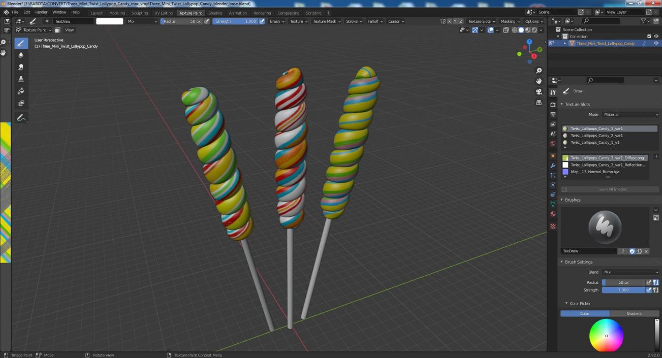 3D Three Mini Twist Lollypop Candy