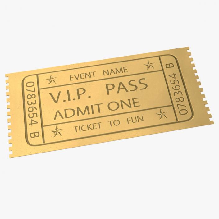 3D VIP Event Admission Golden Ticket model