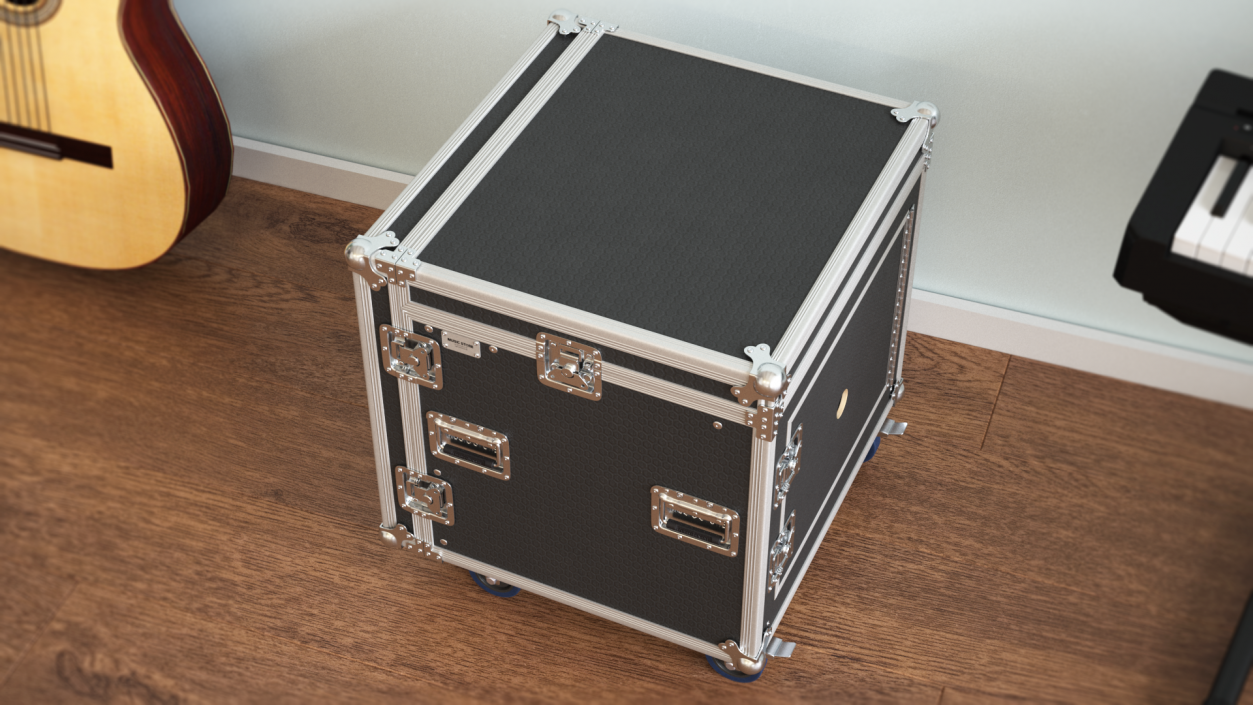 3D model Heavy Duty Rack Flight Case with Wheels 52x48x48cm