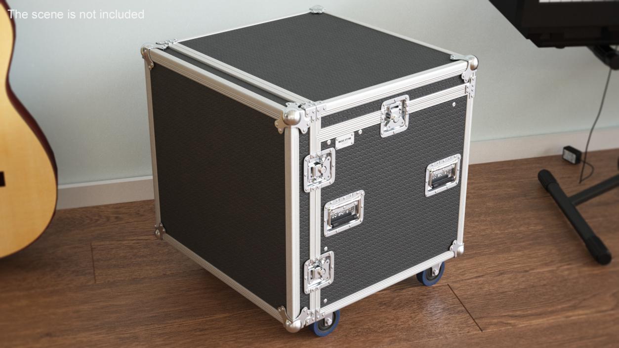 3D model Heavy Duty Rack Flight Case with Wheels 52x48x48cm