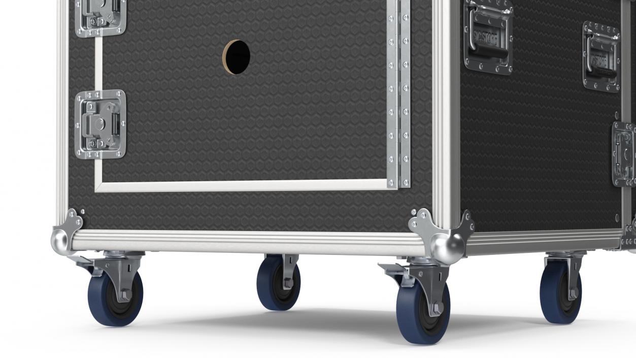 3D model Heavy Duty Rack Flight Case with Wheels 52x48x48cm