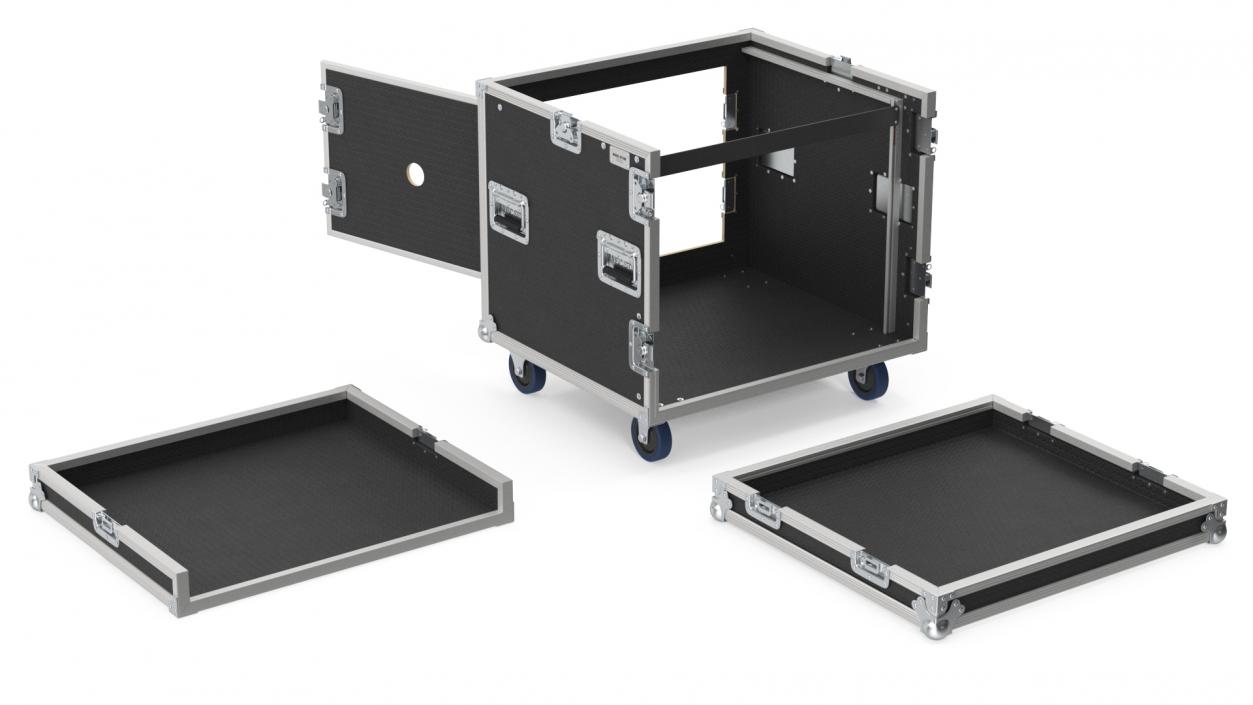 3D model Heavy Duty Rack Flight Case with Wheels 52x48x48cm