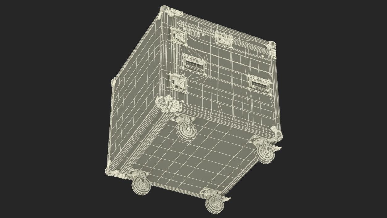 3D model Heavy Duty Rack Flight Case with Wheels 52x48x48cm