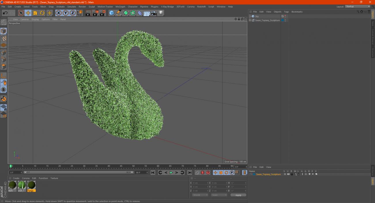 Swan Topiary Sculpture 3D