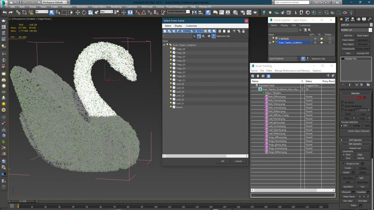 Swan Topiary Sculpture 3D