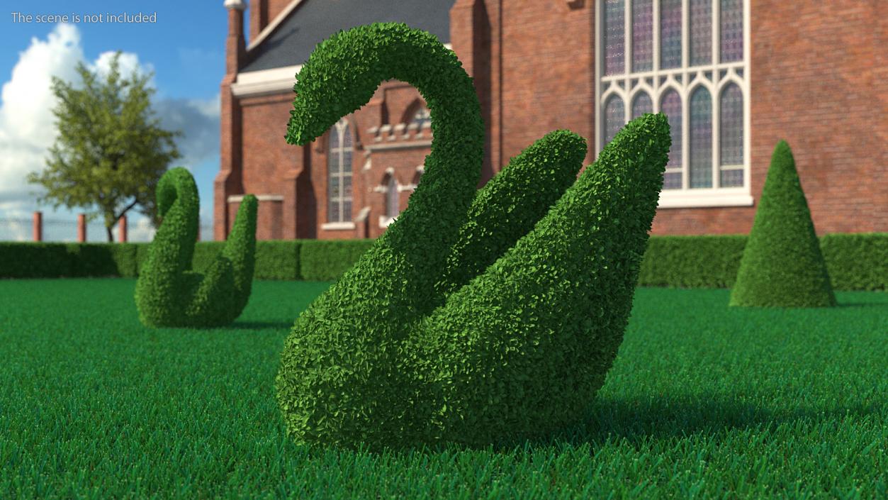 Swan Topiary Sculpture 3D