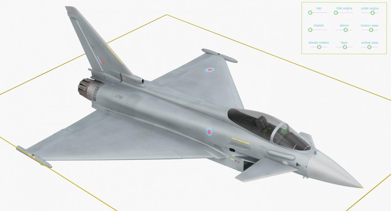 Fighter Eurofighter Typhoon Rigged 3D model