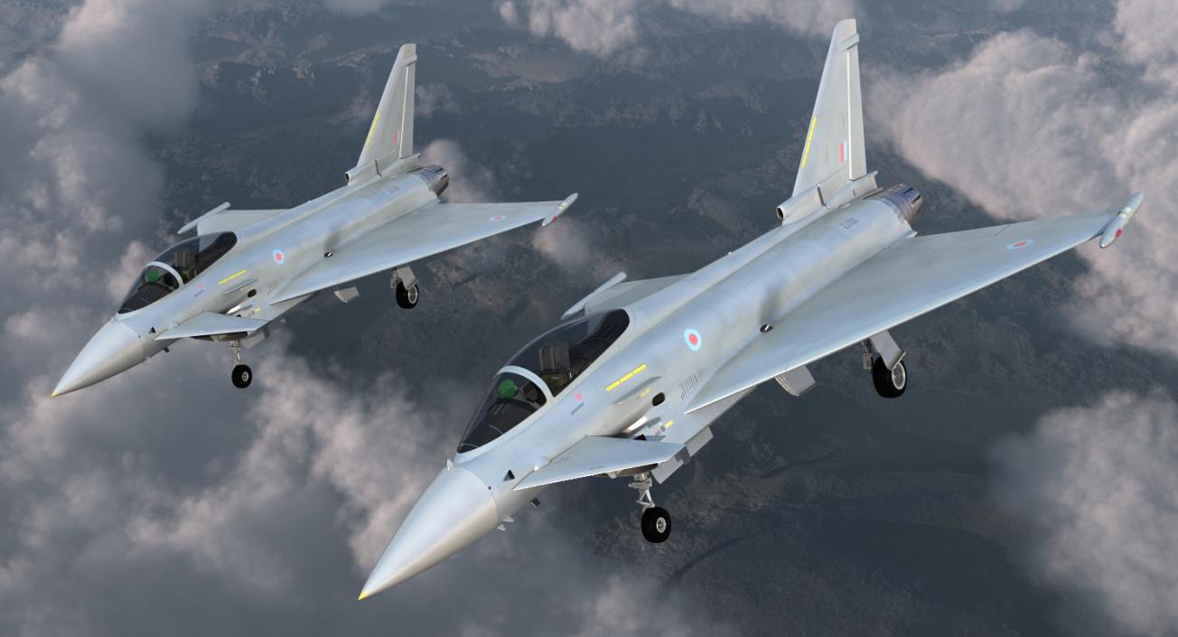 Fighter Eurofighter Typhoon Rigged 3D model