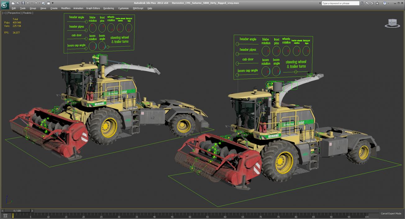 Harvester CMC Saturne 5800 Dirty Rigged 3D model