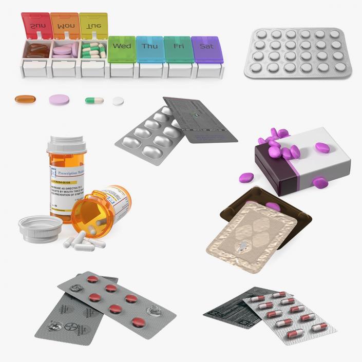 Pills Packs Collection 3 3D model