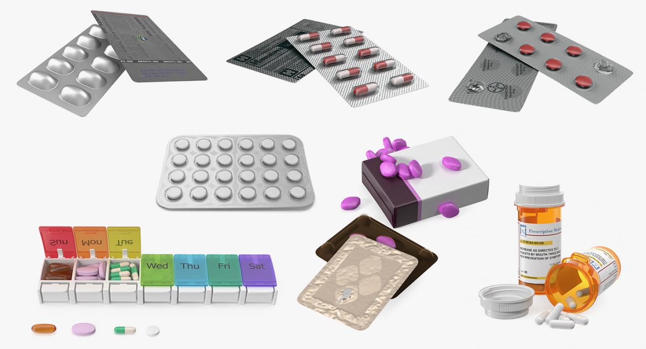 Pills Packs Collection 3 3D model