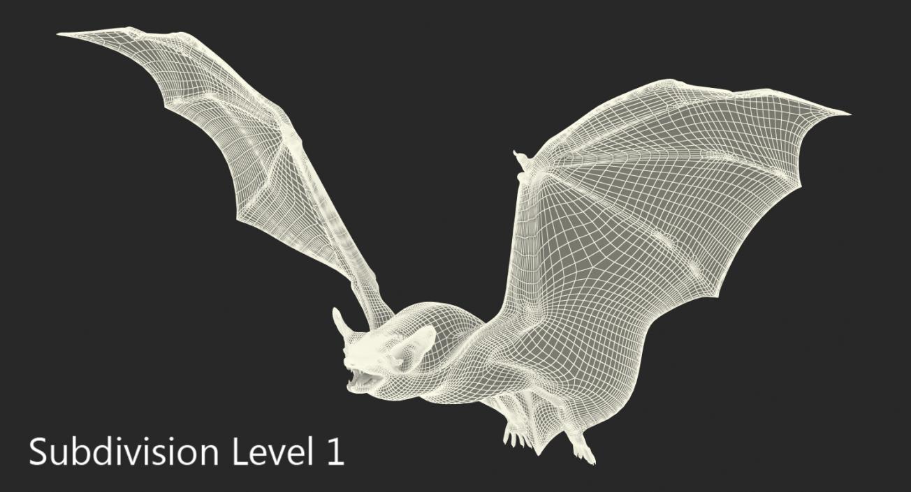 Flying Bat with Fur 3D model