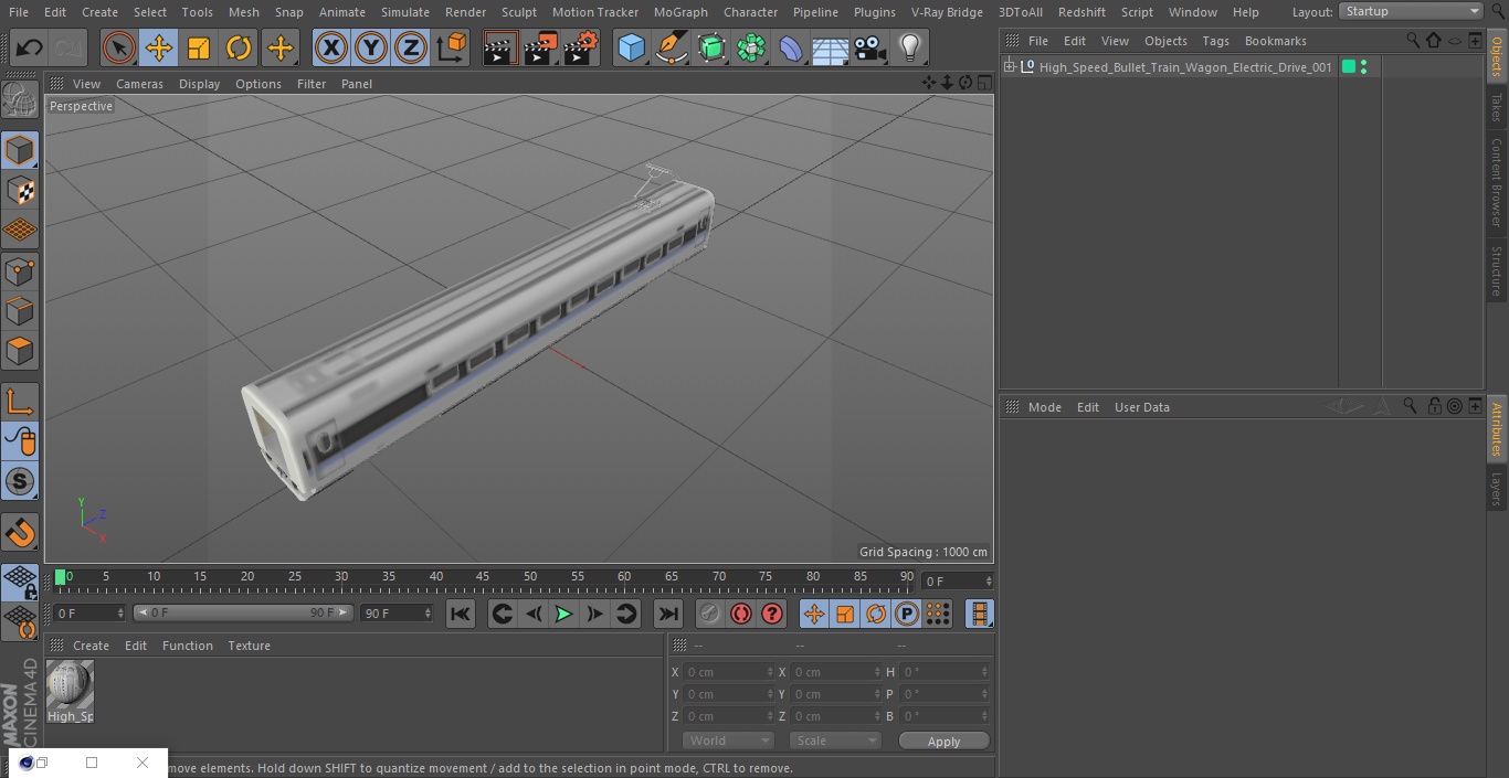 High Speed Bullet Train Wagon Electric Drive 3D model