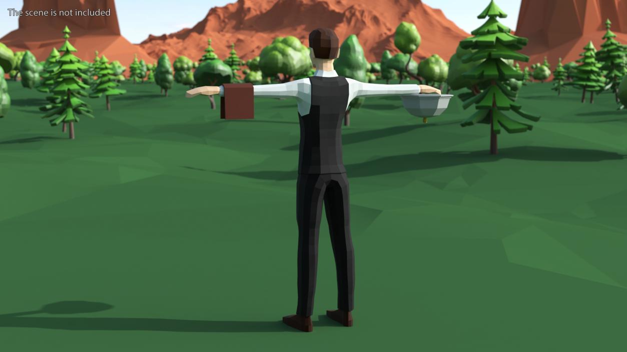 Waiter Low Poly Rigged 3D