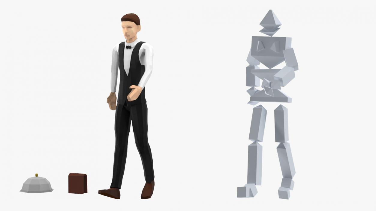 Waiter Low Poly Rigged 3D