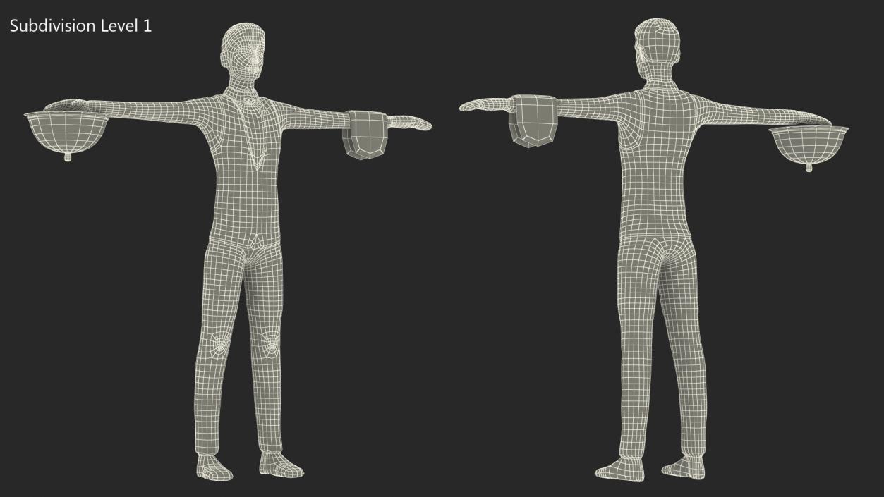 Waiter Low Poly Rigged 3D