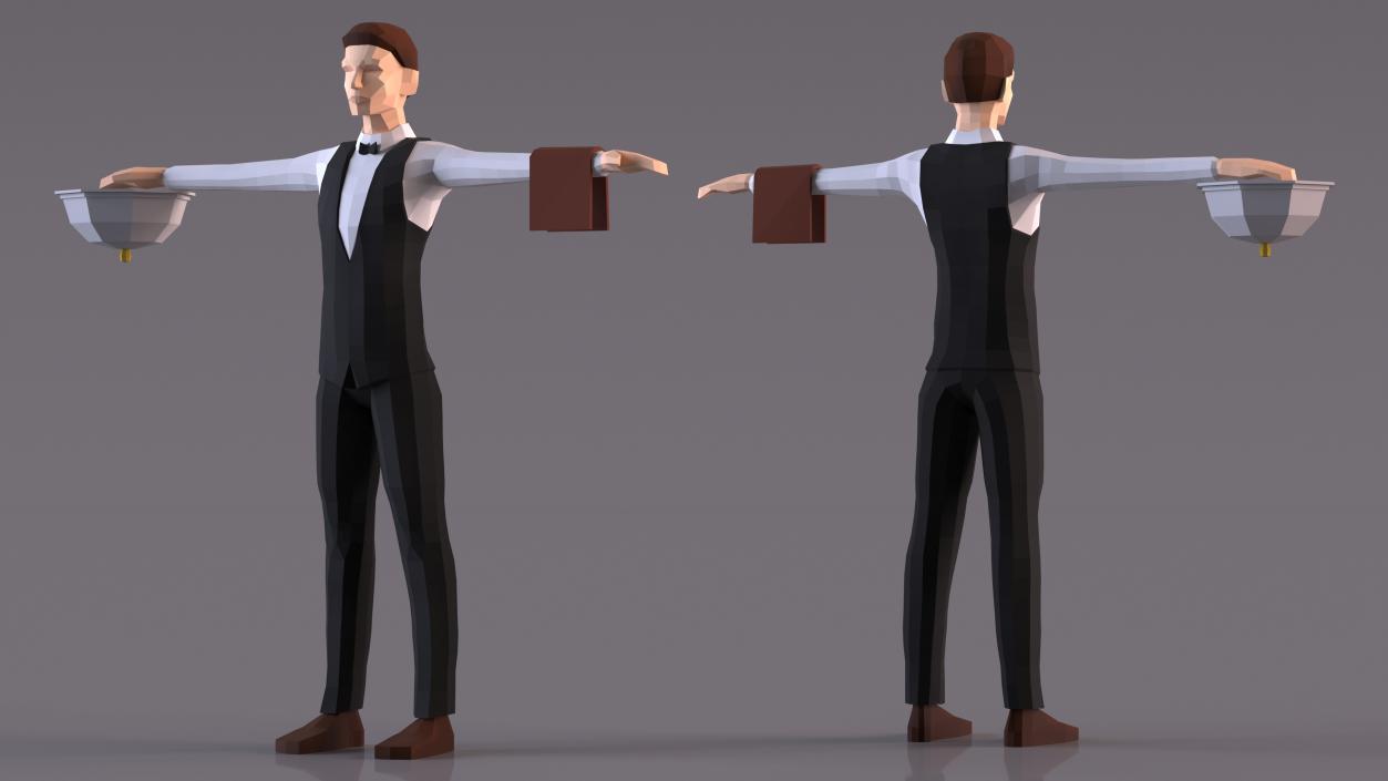 Waiter Low Poly Rigged 3D