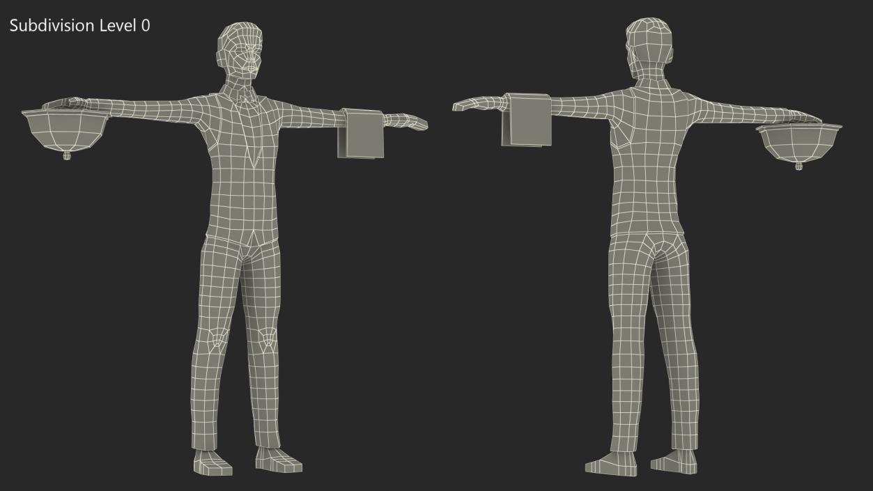 Waiter Low Poly Rigged 3D