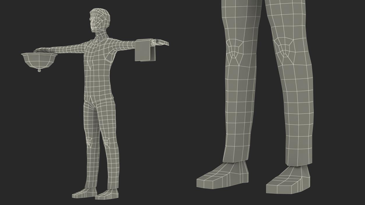 Waiter Low Poly Rigged 3D