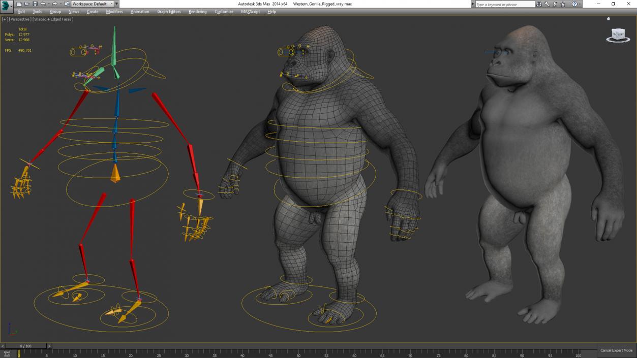 Western Gorilla Rigged 3D