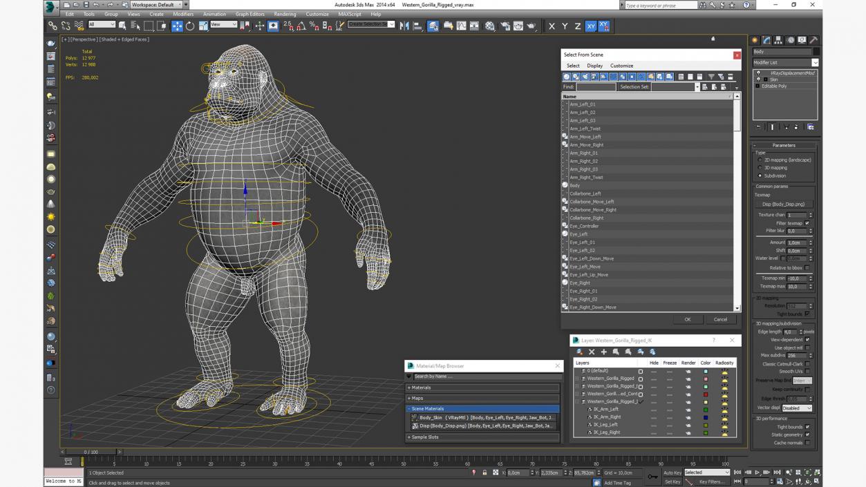 Western Gorilla Rigged 3D