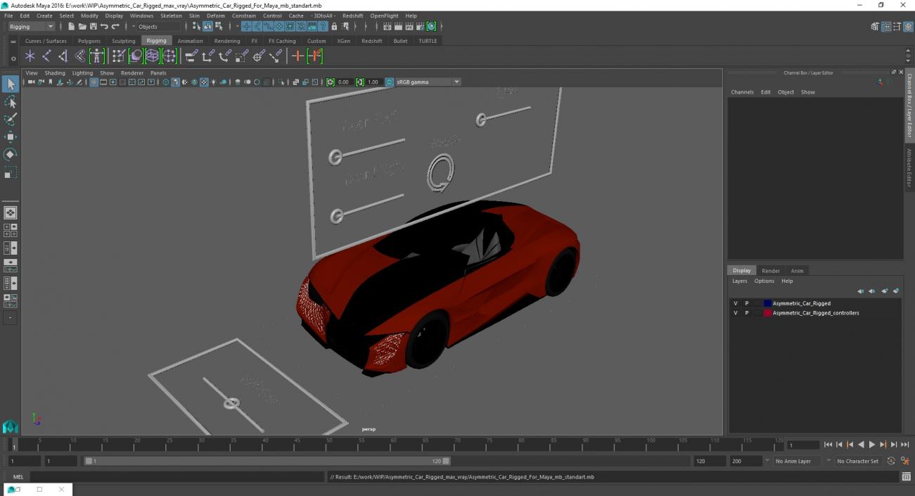 3D model Asymmetric Car Rigged for Maya