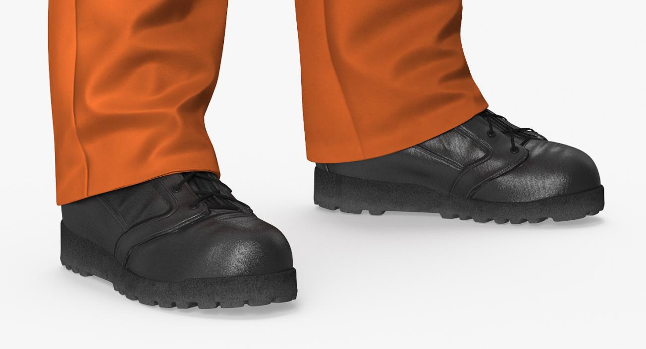 3D model Worker Wearing Orange Overalls