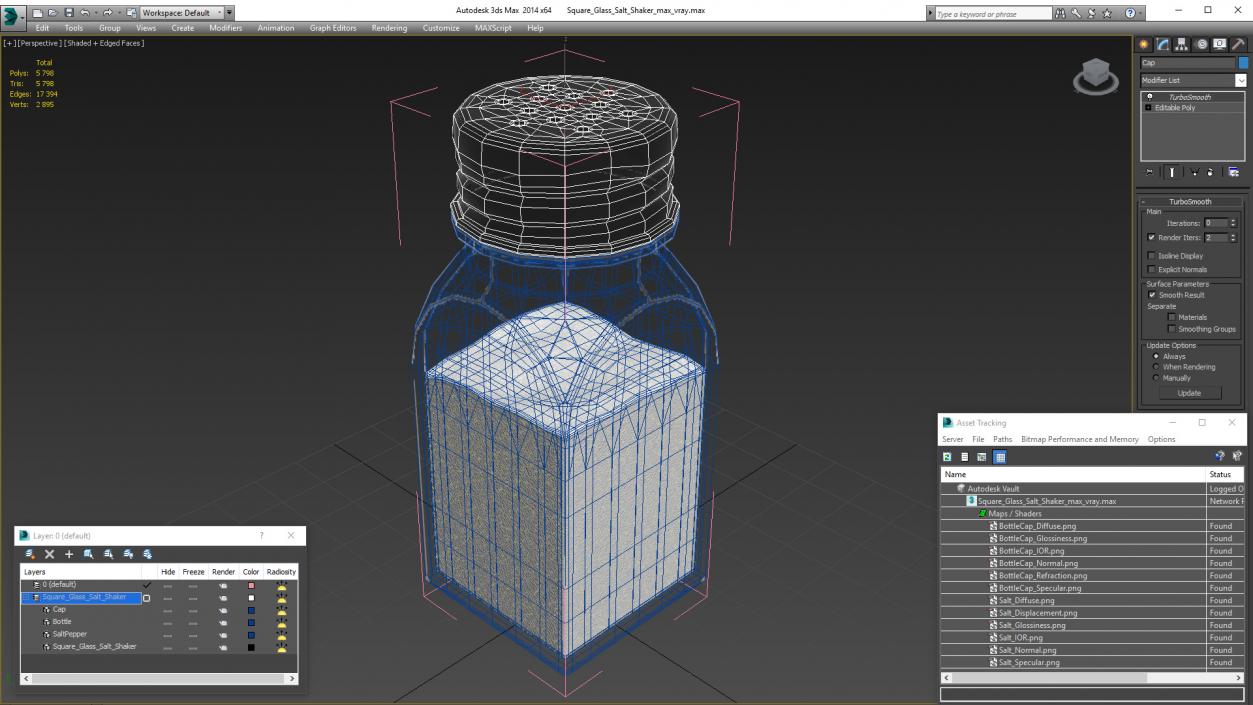 Square Glass Salt Shaker 3D model