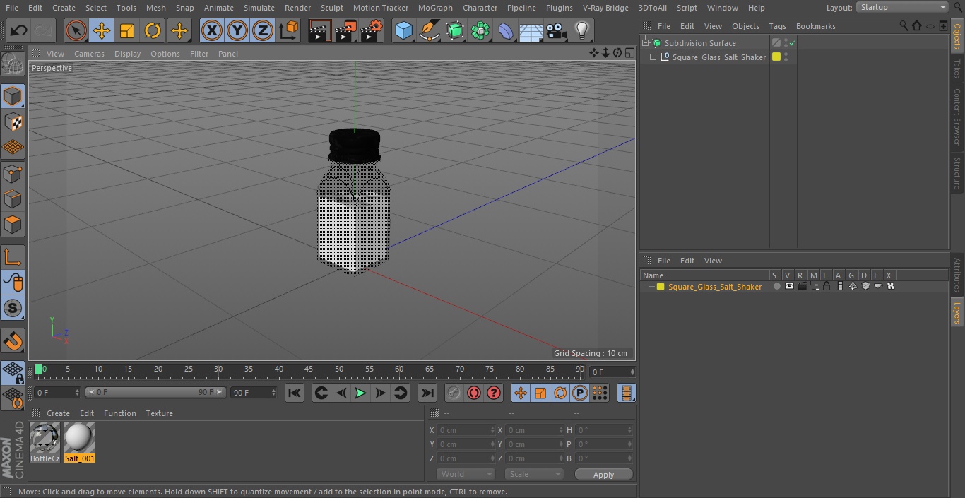 Square Glass Salt Shaker 3D model