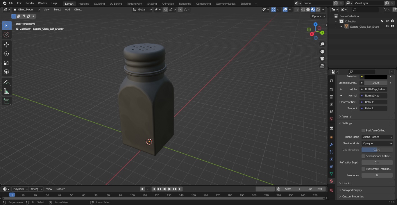 Square Glass Salt Shaker 3D model