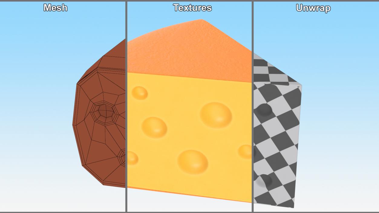 3D Cartoon Piece of Cheese model