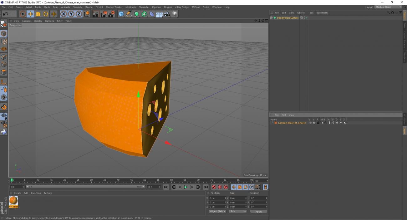 3D Cartoon Piece of Cheese model