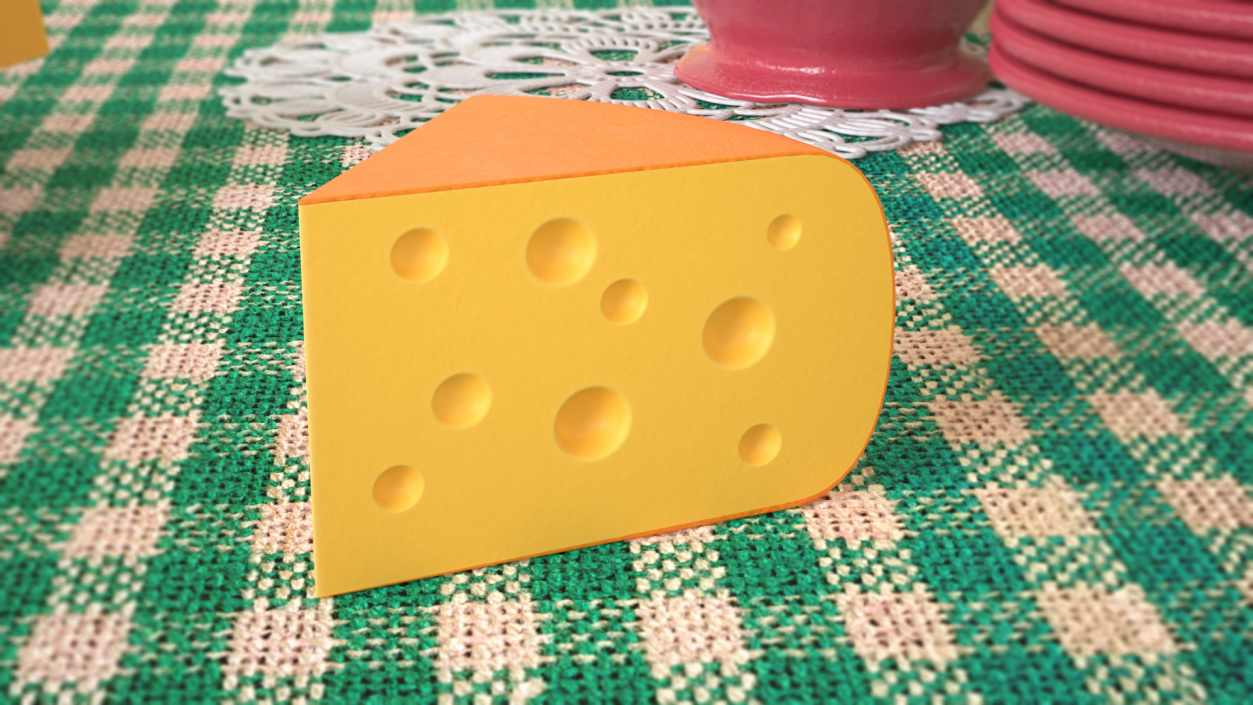 3D Cartoon Piece of Cheese model