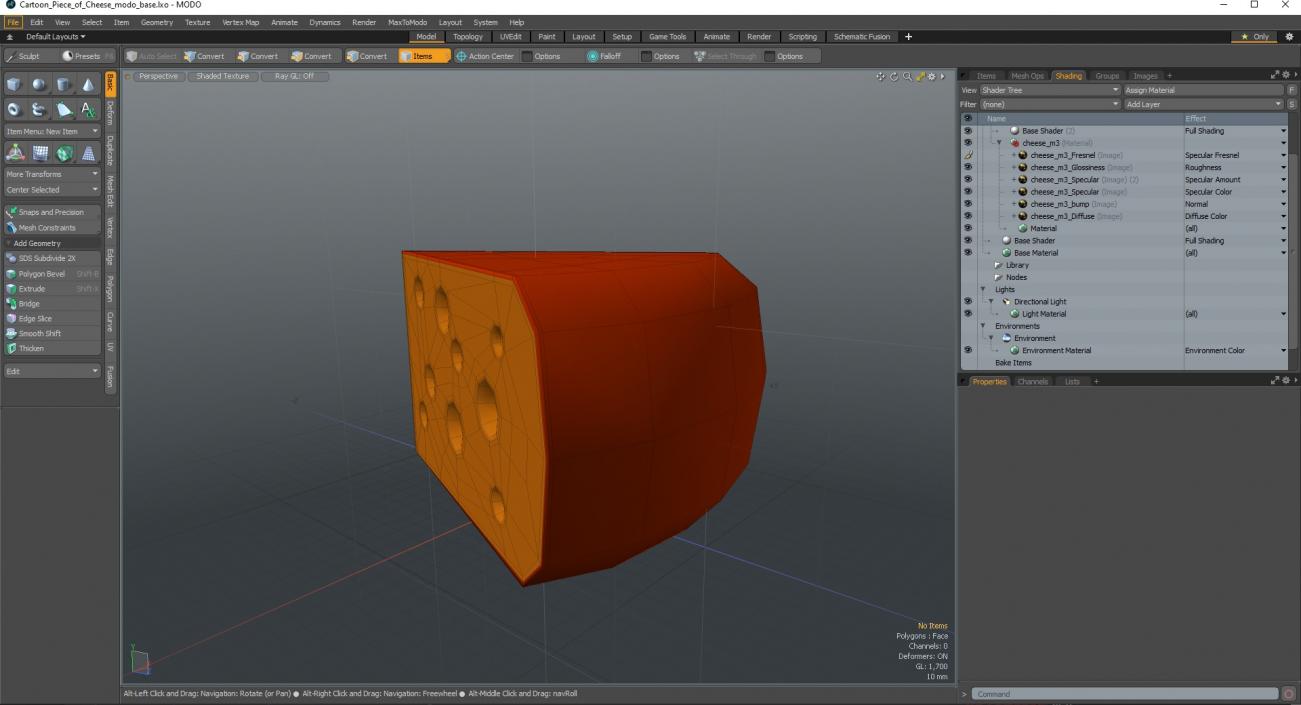 3D Cartoon Piece of Cheese model