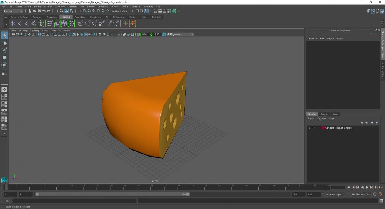 3D Cartoon Piece of Cheese model