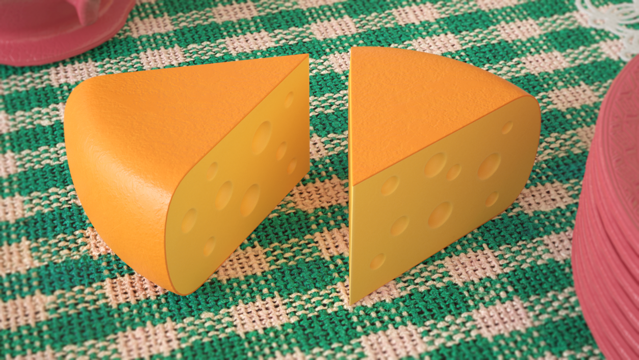 3D Cartoon Piece of Cheese model