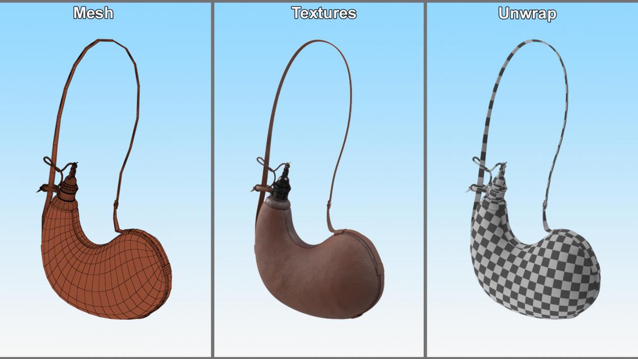 Hanging Curved Wineskin Brown 3D model