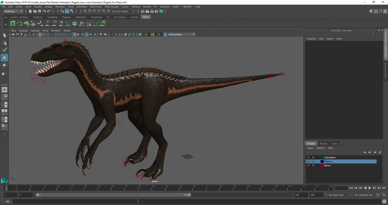 3D Indoraptor Rigged for Maya