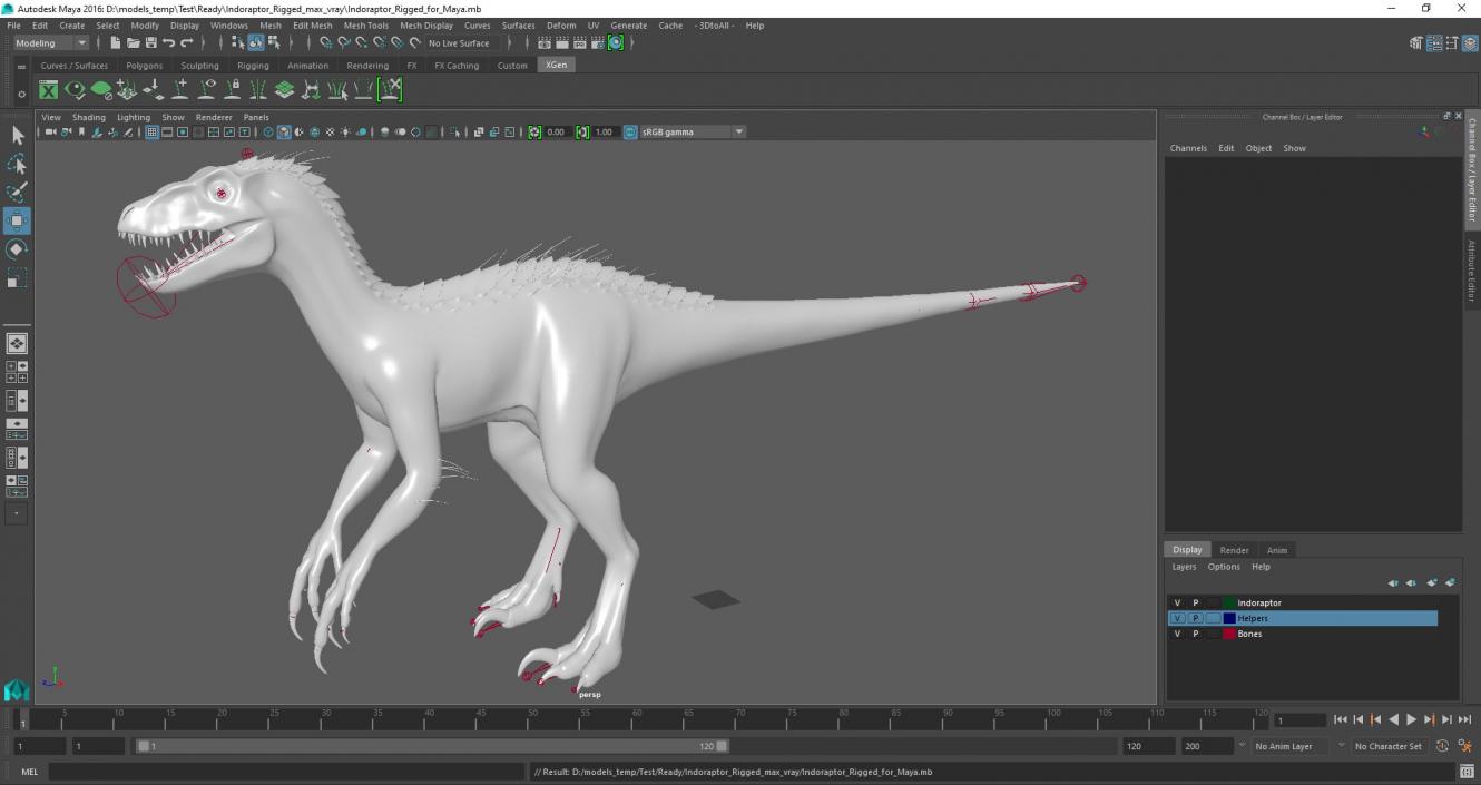 3D Indoraptor Rigged for Maya