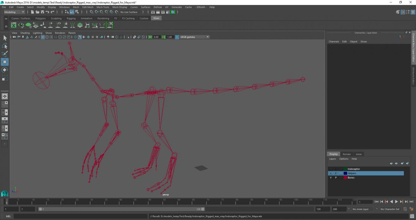 3D Indoraptor Rigged for Maya